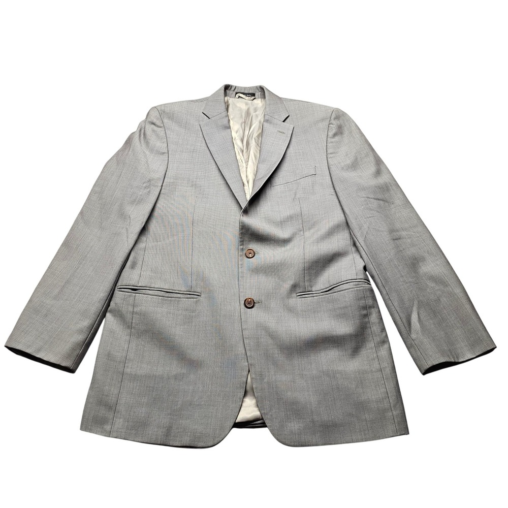 Macy's Men's Store Blazer Mens 40L Gray Wool Sport Coat 2 Button Jacket